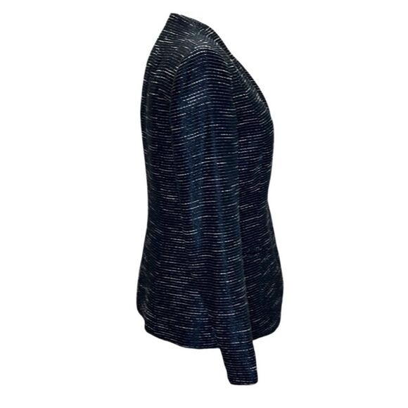 Lafayette 148 - Women’s Tweed Blazer, Silk Blend, Asymmetric, Black/White Size 4 - Picture 6 of 17